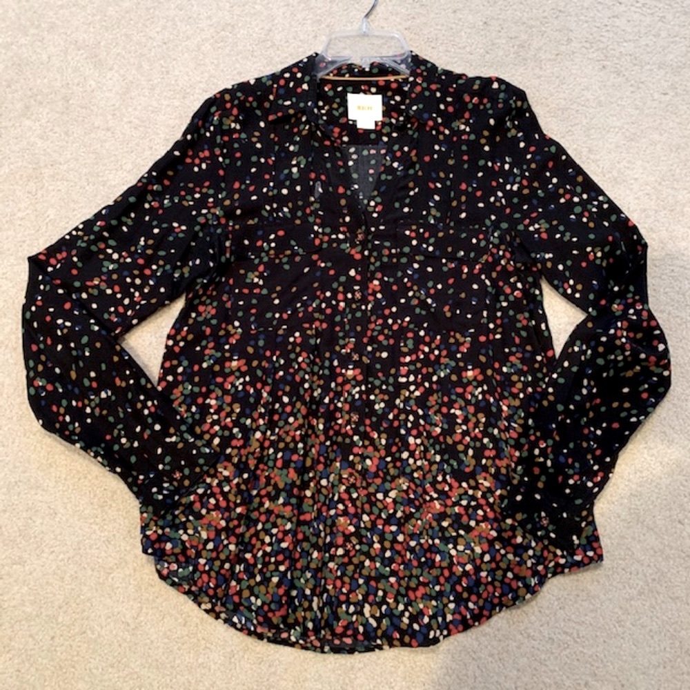 Anthropologie, Maeve Wynwood Black Confetti Blouse - Picture 4 of 6